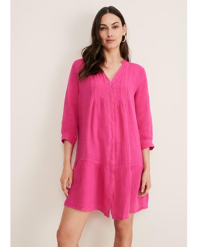 Phase Eight 's Penele Linen Swing Dress - Pink