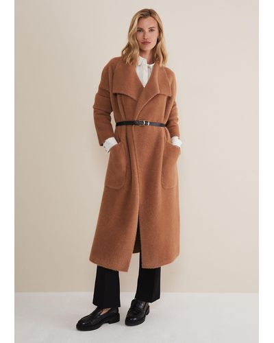 Phase Eight 's Natasha Waterfall Fluffy Belted Coat - Natural