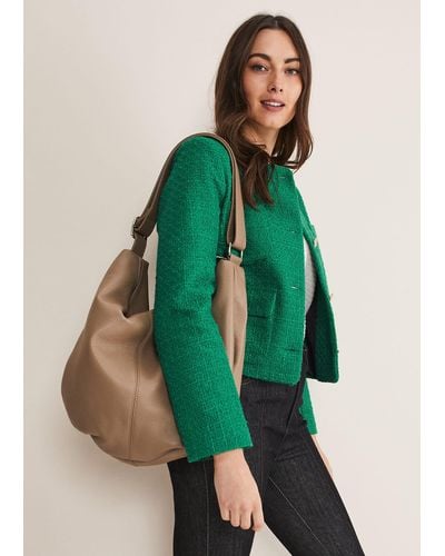 Phase Eight 's Leather Shopper Bag - Green