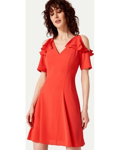 Damsel In A Dress 's Juna Ruffle Cold Shoulder Dress - Red