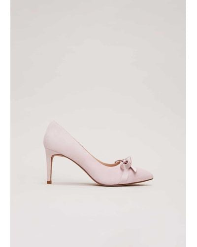 Phase Eight 's Suede Bow Front Court Shoe - Pink