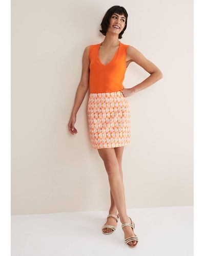 Phase Eight 's Elysia Geo Mini Skirt - Orange