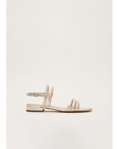 Phase Eight 's Gold Leather Sandals - Natural