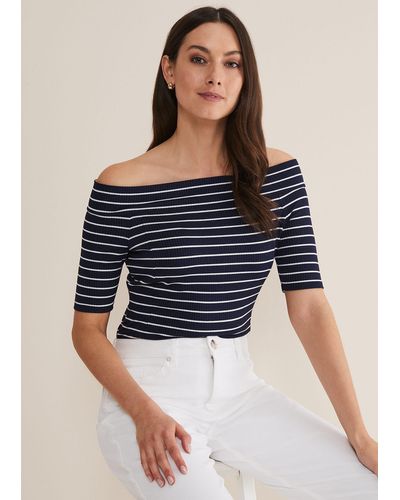 Phase Eight 's Taylah Striped Bandeau Top - Blue