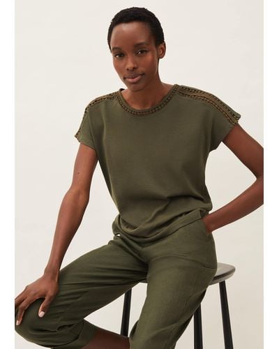 Phase Eight 's Billie Lace Trim Top - Green