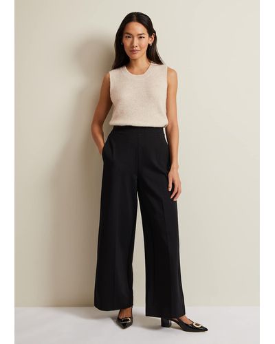 Phase Eight 's Mila Ponte Wide Leg Trousers - Natural