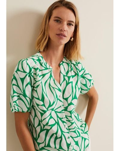 Phase Eight 's Louanna Linen Printed Shirt - Green