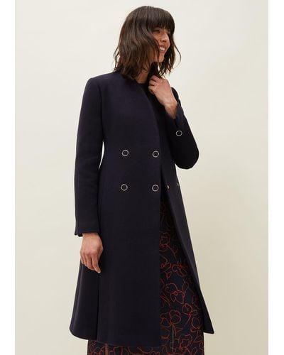 Phase Eight 's Evie-rose Fit & Flare Wool Coat - Blue