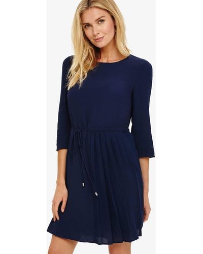 Phase Eight Michelle Side Pleat Dress - Blue