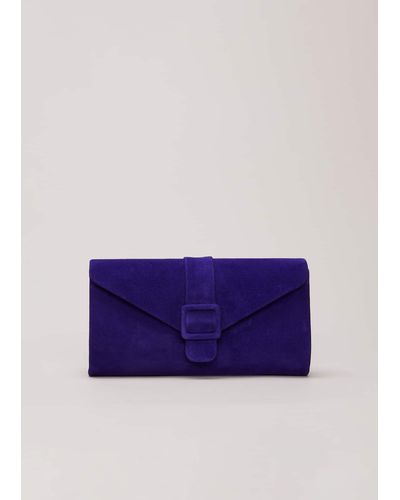 Phase Eight 's Blue Suede Clutch Bag - Purple