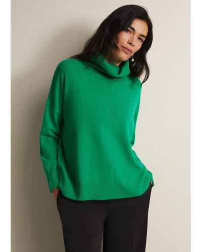 Phase Eight 's Louanna Roll Neck Wool Cashmere Jumper - Green