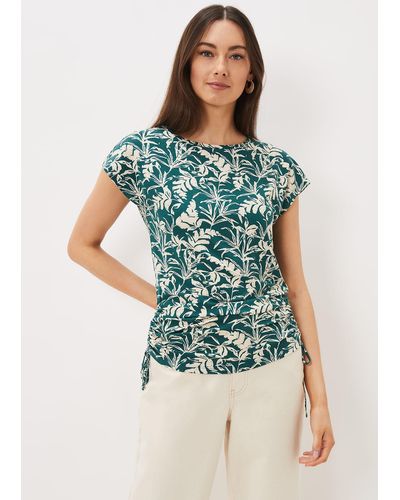 Phase Eight 's Lissa Leaf Print Top - Blue