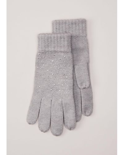 Phase Eight 's Grey Sparkly Gloves