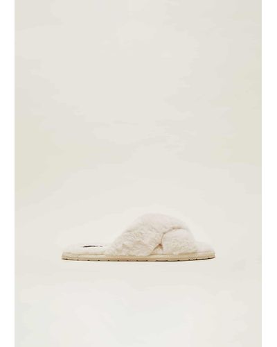 Phase Eight 's Ivory Faux Fur Slipper Sliders - Natural