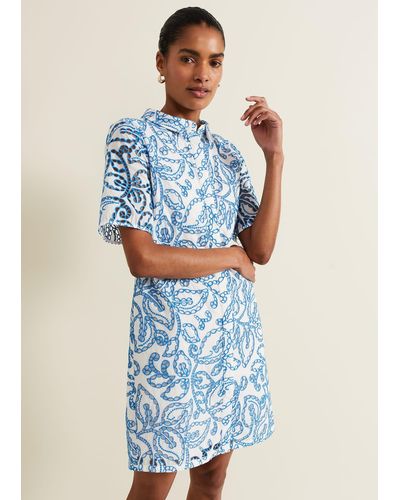 Phase Eight 's Nicky Broderie Swing Dress - Blue