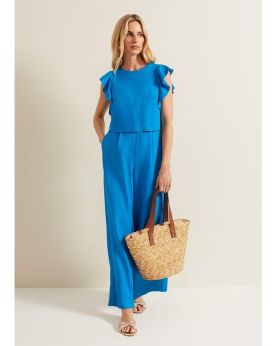 Phase Eight 's Aubrey Frill Jumpsuit - Blue