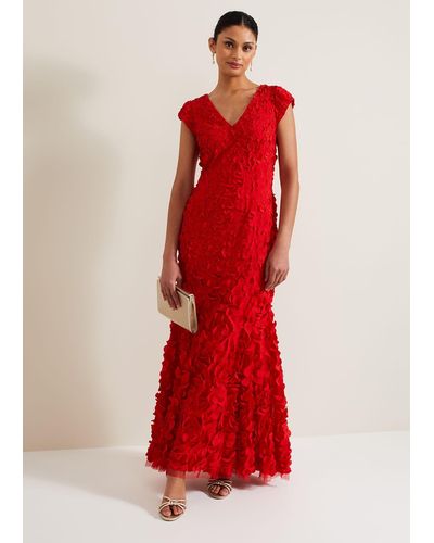 Phase Eight 's Charlene Ruffle Maxi Dress - Red