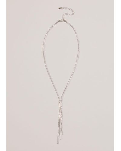 Phase Eight 's Short Sparkly Lariat Necklace - Brown