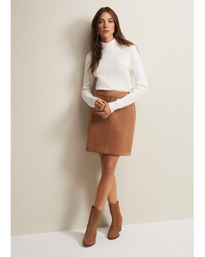 Phase Eight 's Darya Faux Suede Mini Skirt - Natural