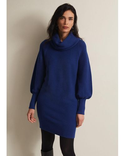 Phase Eight 's Dahlie Chunky Knit Tunic Mini Dress - Blue