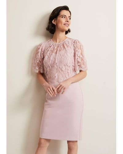 Phase Eight 's Lynette Lace Double Layer Dress - Pink