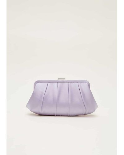 Phase Eight 's Purple Satin Pleated Clutch Bag