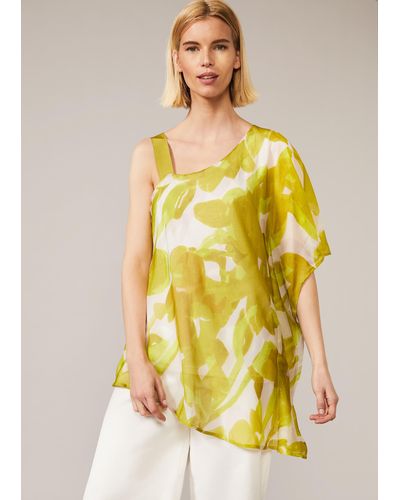 Phase Eight Coline Asymmetric Floral Print Blouse - Yellow