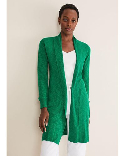 Phase Eight 's Louise Linen Longline Cardigan - Green