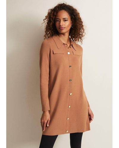 Phase Eight 's Azealia Fine Knit Tunic Mini Dress - Brown