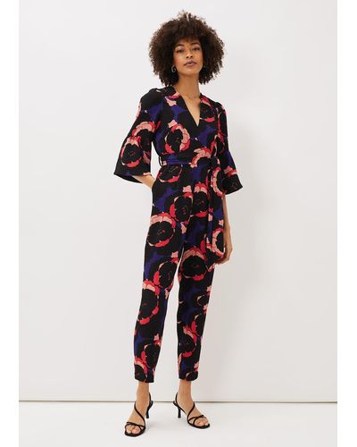 Phase Eight 's Darcey Floral Textured Tapered Jumpsuit - Multicolour