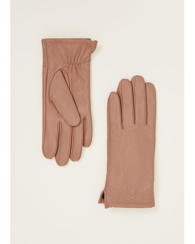 Phase Eight 's Pleat Detail Leather Gloves - White