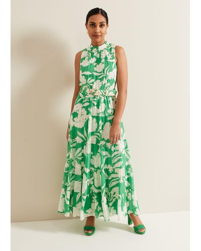 Phase Eight 's Petite Kara Print Maxi Dress - Green