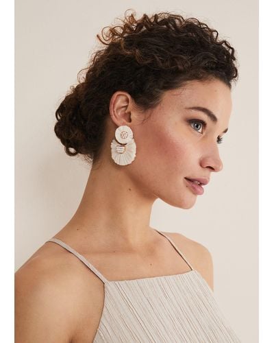 Phase Eight 's Beaded Fan Drop Earrings - Natural