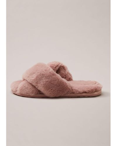 Phase Eight 's Pink Faux Fur Slider Slippers