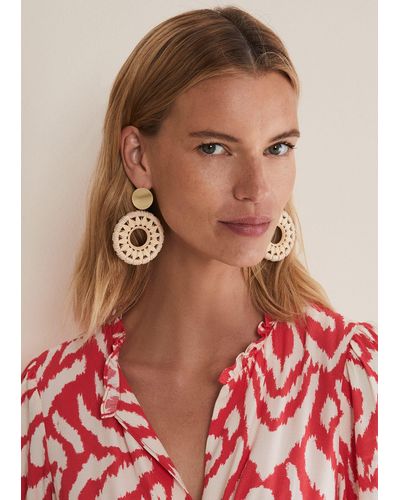 Phase Eight 's Pattern Drop Earrings - Red