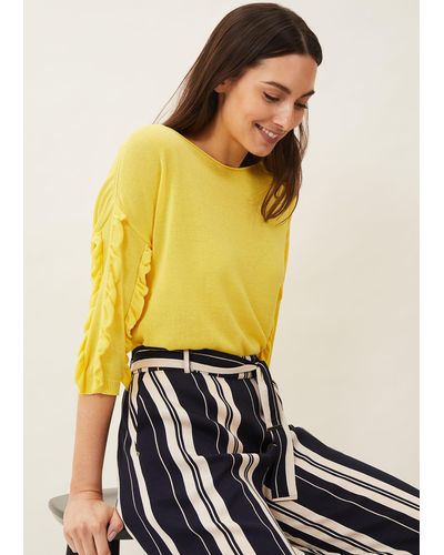 Phase Eight 's Helina Frill Sleeve Jumper - Yellow