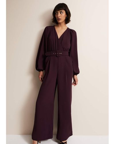 Phase Eight 's Angelina Burgundy Wide Leg Jumpsuit - Red