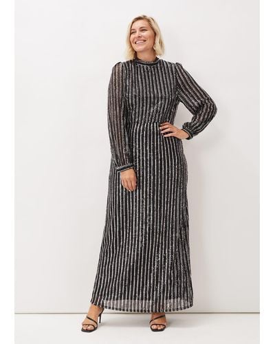 Phase Eight 's Jaylin Sequin Stripe Maxi Dress - Black