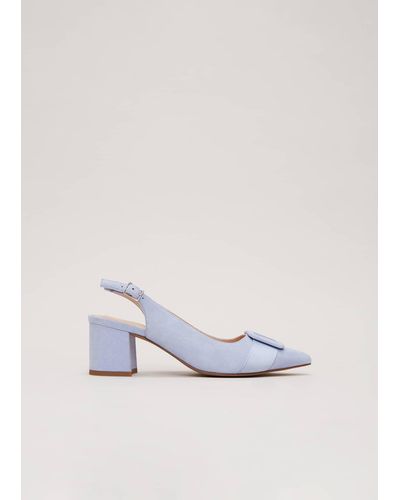 Phase Eight s Suede Buckle Block Heel Shoe in White Lyst UK