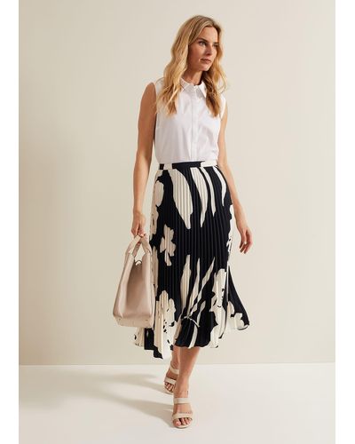 Phase Eight 's Elmina Floral Pleated Skirt - Natural