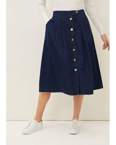 Phase Eight 's Lusia A- Line Denim Skirt - Blue