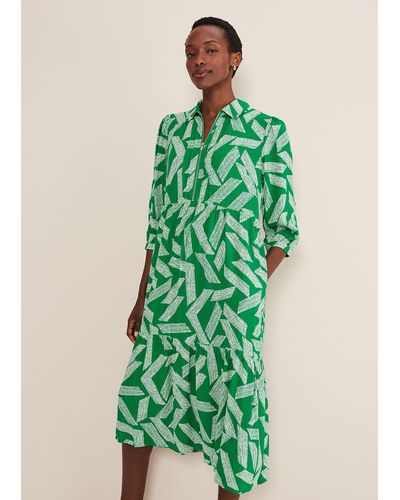 Phase Eight 's Penele Abstract Midi Dress - Green