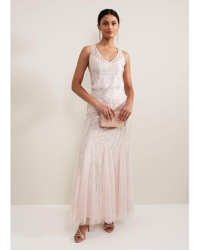 Phase Eight 's Lexi Ditsy Beaded Cowl Maxi Dress - Pink