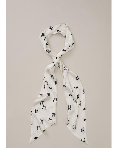 Phase Eight 's Bow Print Skinny Scarf - Natural
