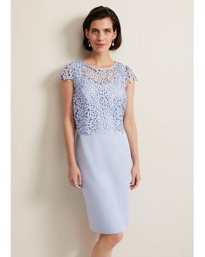 Phase Eight 's Daisy Lace Double Layer Dress - Blue