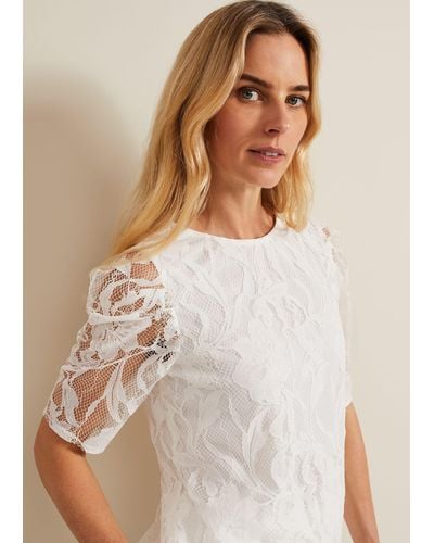 Phase Eight 's Kaycee Scallop Lace Top - Natural