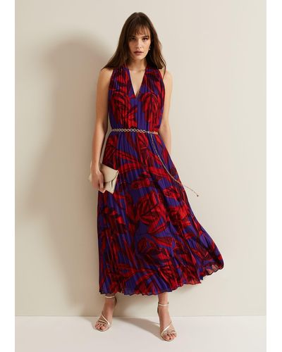 Phase Eight 's Adelaide Pleated Midaxi Dress - Red