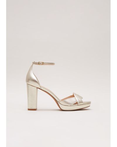 Phase Eight 's Leather Crossover Platform Sandal - Natural