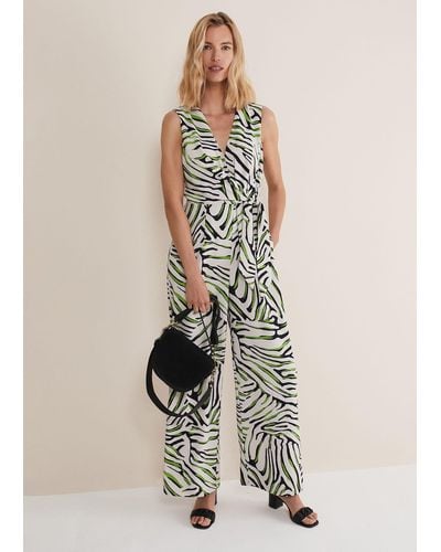 Phase Eight 's Tamsin Zebra Print Wide Leg Jumpsuit - White