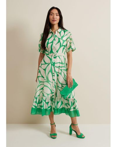 Phase Eight 's Daphne Floral Shirt Dress - Green